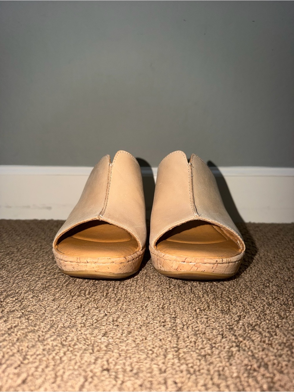 Born, Arie Natural Full Grain Leather Platform Wedge Sandals - Picture 2 of 9